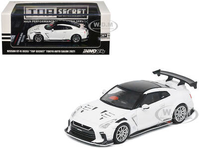 Nissan GT-R (R35) Top Secret RHD (Right Hand Drive) White with Black Top Tokyo Auto Salon 2021 1/64 Diecast Model Car by Inno...