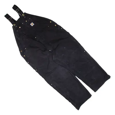 CARHARTT Carpenter Double-knee Quilted Lined Workwear Mens Overalls Black Denim 2XL W46 L28