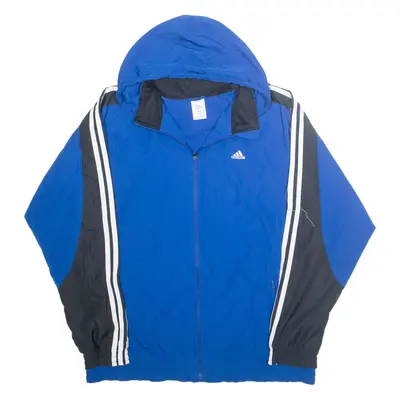 ADIDAS Mens Rain Jacket Blue Hooded L