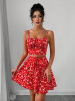 Women's Floral Print Sleeveless Cami Top & Skirt Two-piece Set, Casual Boho Fashion Two-piece Set for Daily Holiday Vacation ...