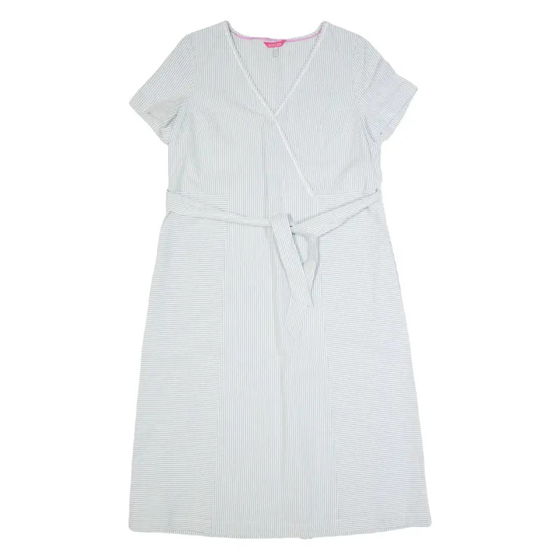JOULES Womens A-Line Dress Blue Striped Short Sleeve Long UK 12