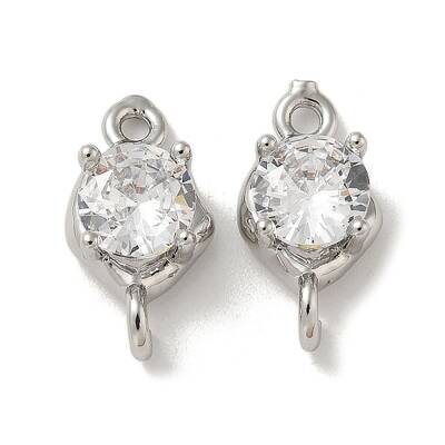 Brass Clear Cubic Zirconia Connector Charms