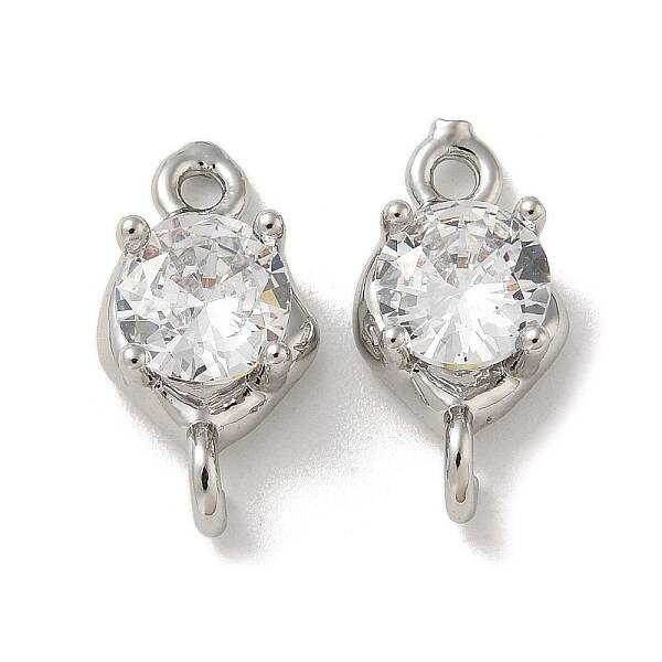 Brass Clear Cubic Zirconia Connector Charms