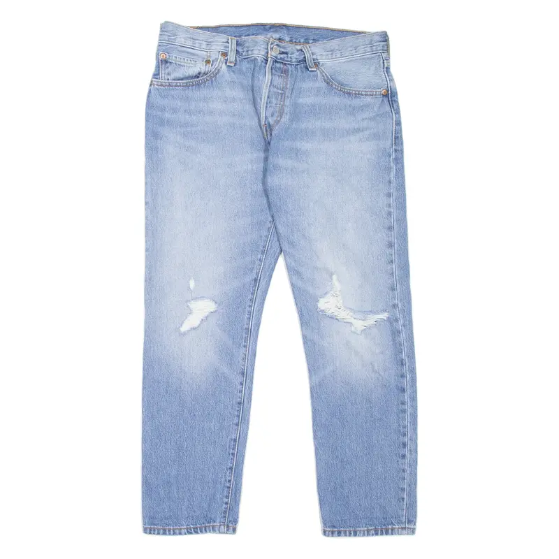 LEVI'S 501CT Jeans Distressed Womens Blue Regular Tapered Stone Wash W30 L27