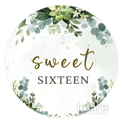 Aperturee Green Leaves Sweet 16Th Happy Birthday Round Backdrop | Birthday Round Backdrop Cover | Custom Round Birthday Backd...