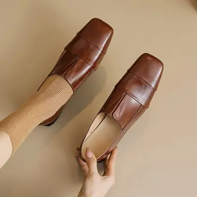 CHIKO Elise Square Toe Block Heels Loafers Shoes