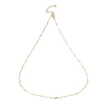 Ion Plating(IP) 304 Stainless Steel Wave Bar Link Chain Necklaces