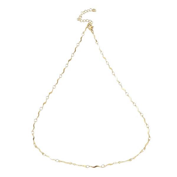 Ion Plating(IP) 304 Stainless Steel Wave Bar Link Chain Necklaces