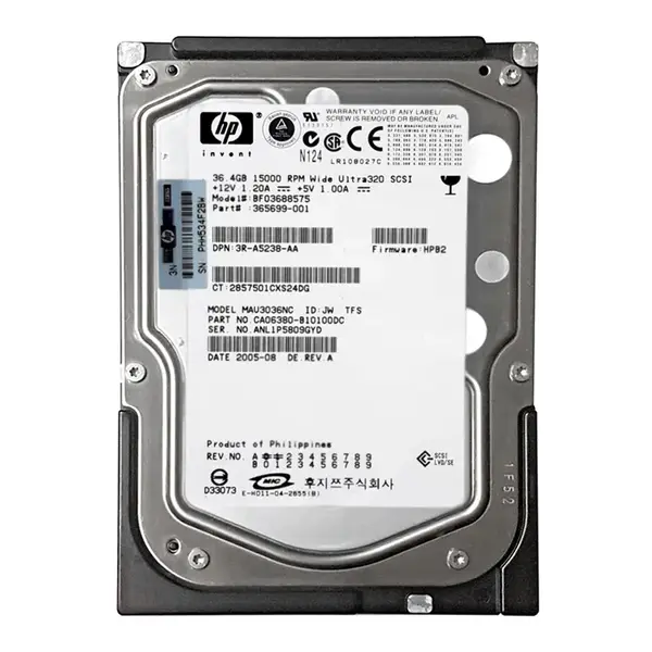 3R-A5238-AA HP 36.4GB Ultra-320 SCSI 15000 3.5-inch 8MB Hard Drive
