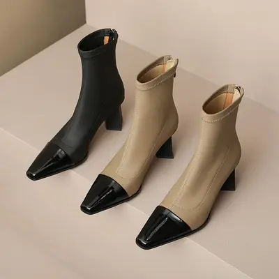 CHIKO Presta Square Toe Block Heels Ankle Boots