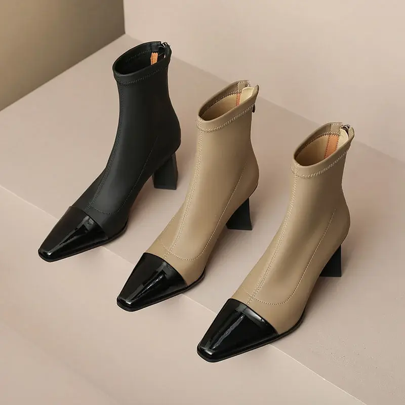 CHIKO Presta Square Toe Block Heels Ankle Boots