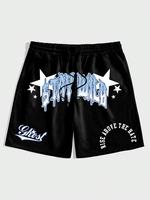 Men's Letter & Star Print Drawstring Waist Shorts, Regular Fit Casual Comfy Breathable Shorts for Summer, Men's Bottoms for D...