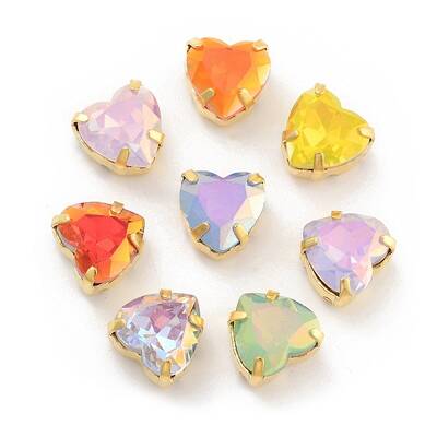 Heart Opal Sew On Rhinestones