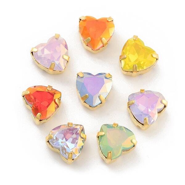 Heart Opal Sew On Rhinestones