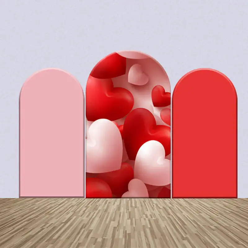 Pink Red Heart Balloons Wedding Arch Backdrop Kit - Aperturee