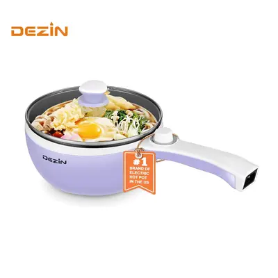 DEZIN Hot Pot Electric,Non-Stick Sauté Pan, 1.5L Mini Electric Fondue Pot for Cheese, Stir Fry, Roast, Steam with Power Adju...