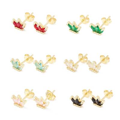 Brass Micro Pave Cubic Zirconia Stud Earring