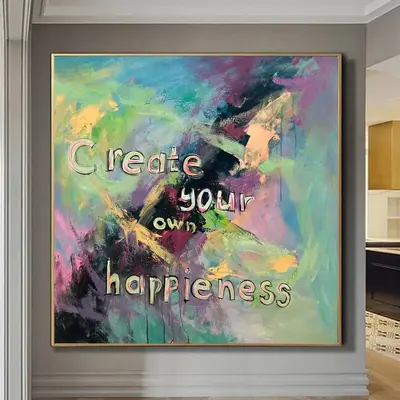 Original Abstract Colorful Painting on Canvas Modern Vibrant Artwork Creative Motivational Painting | CREATE YOUR OWN HAPPINE...