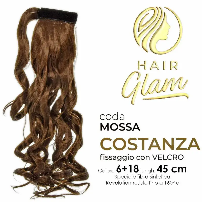 HAIR GLAM COSTANZA WAVY PONY WITH VELCRO FIBER REVOLUTION Length 6+18 45cm