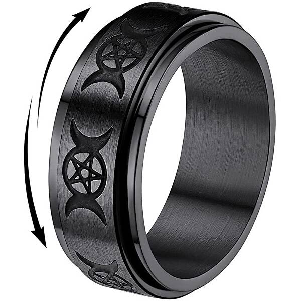 Triple Moon Goddess Stainless Steel Rotating Finger Ring