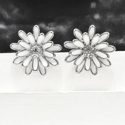 304 Stainless Steel Flowers Stud Earrings for Women