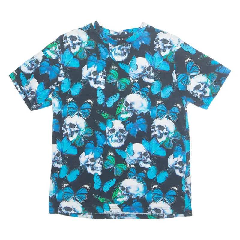 SMOG Skulls Mens T-Shirt Blue XS