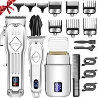 USB Rechargeable Electric Shaver Kit, 1 Set 3 Styles Multifunctional Portable Rechargeable Hair Trimmer Beard Shaver Hair Cli...