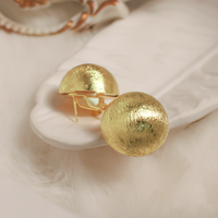 Elegant Women Gold Color Earrings Light Luxury Hoop Earrings The Shape Of A Gold Ball Unique Texture Design Howing Nobility A...