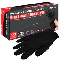 Black Nitrile Disposable Gloves, Box of 100 - XX-Large, 4 Mil Thick - Latex and Powder Free, Textured Tips, Food Safe, Extra-...