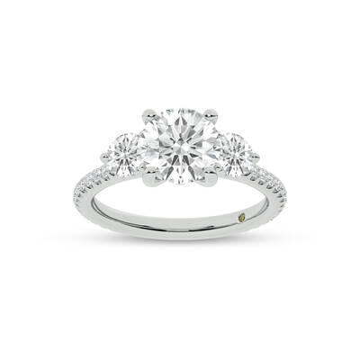 Zephyr Three Quarter Coverage Round Lab Grown Diamond Engagement Ring | 14K White Gold 3 CT. TW.