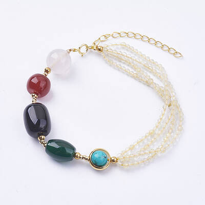 Natural Gold Rutilated Quartz Beaded Bracelets
