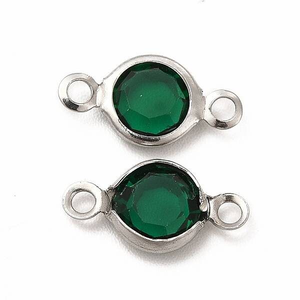 304 Stainless Steel with Glass Connector Charms