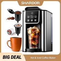 Hot & Iced Coffee Maker, Single Serve Coffee Maker for K Cup and Grounds, 6-14 Oz Brew Sizes, 50 Oz Removable Water Tank, One...