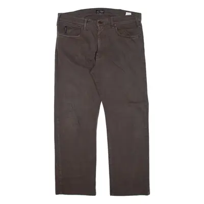 ARMANI JEANS Mens Trousers Brown Relaxed Straight W36 L27