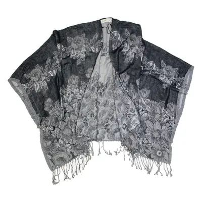 ABERCROMBIE & FITCH Womens Kimono Blouse Grey Long Sleeve Floral ONE SIZE