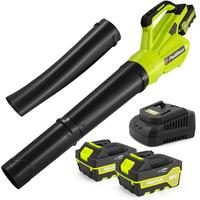 PULITUO 20V Cordless Leaf Blower with 4.0Ah Battery and Charger Lightweight for Yard Garden Cleanup Includes Long and Short N...