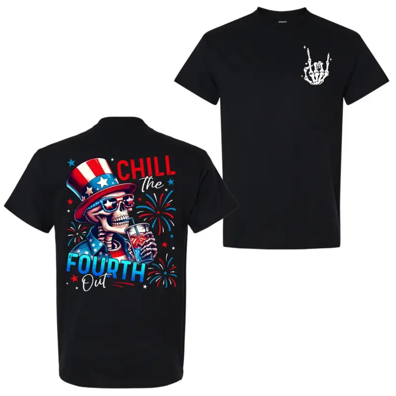 American Independence Day T-shirt Chill The Fourth Out Skeleton Shirt, Funny 4th Of July, Independence Day, Red White Blue, F...