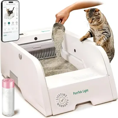 PetCove PurrTek Lite Smart Self Cleaning Cat Litter Box - Lifetime Warranty, APP Control, Auto Safety Sensors, and Built-In O...