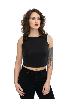 Zipped TENCEL™ Crop Top | Size: M | Color: Black