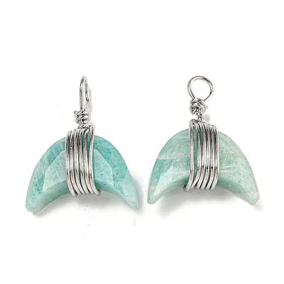 Natural Flower Amazonite Copper Wire Wrapped Pendants