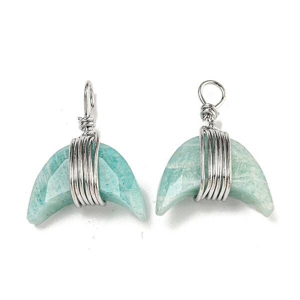 Natural Flower Amazonite Copper Wire Wrapped Pendants