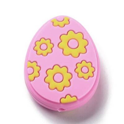 Easter Egg with Flower Silicone Beads