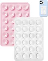 2 Pcs Silicone Suction Phone Case Mount,Non-Slip Phone Grip for Smartphone & Pad,Silicon Adhesive Suction Cup Stick Grip Hold...