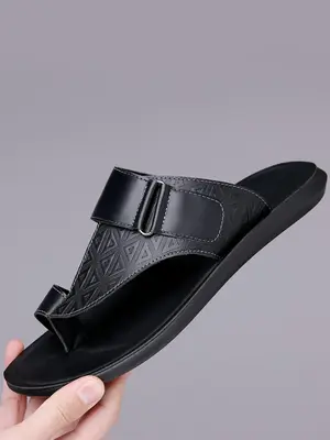 Men's Casual Solid Color Slip on Toe Thong Sandals, Summer 2024 Beach Outdoor Walking Shoes, Non-slip Flip Flop, Boy Comfort ...