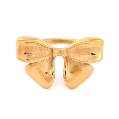 Ion Plating(IP) 304 Stainless Steel Bowknot Finger Rings for Women