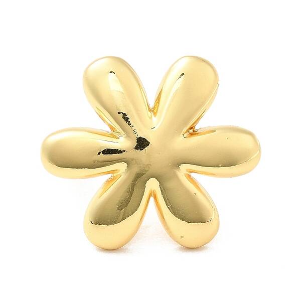 Brass Flower Open Cuff Ring for Women