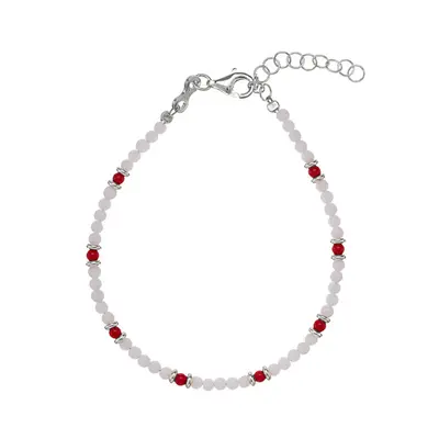 Alisia Bracciale Con Perline In Agata E Corallo Rosso Al3956-Argento-Biancocorallo