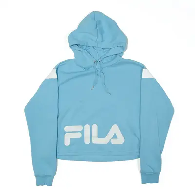FILA Cropped Hoodie Blue Pullover Womens S