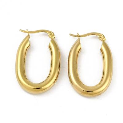 PVD Vacuum Plating 201 Stainless Steel Oval Hoop Earrings for Women