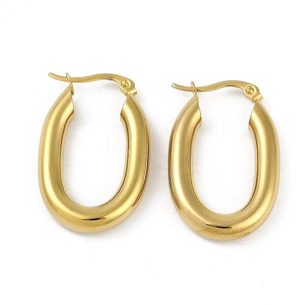 PVD Vacuum Plating 201 Stainless Steel Oval Hoop Earrings for Women